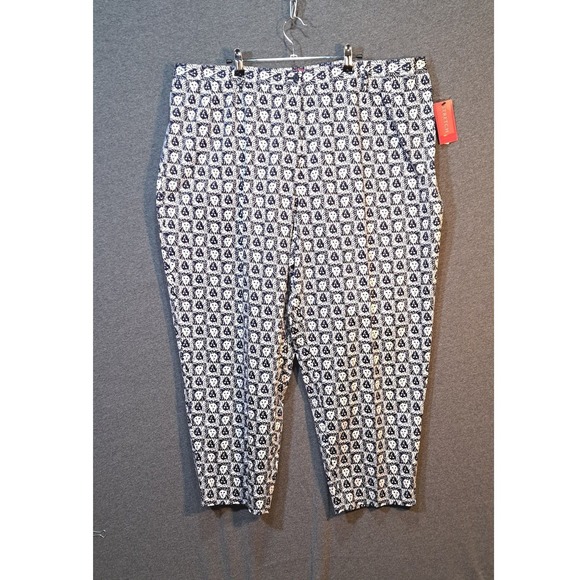 Anne Klein Pants - ANNE KLEIN 24W Lion Print Stretch Pants Navy White Business Casual